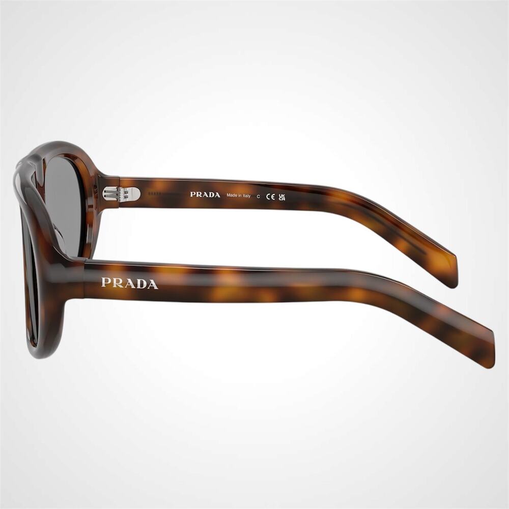 New PRADA Sunglasses Brown Tortoise Gray Lens Aviator Shield Mask PR C05S 57-18 - Picture 3 of 6
